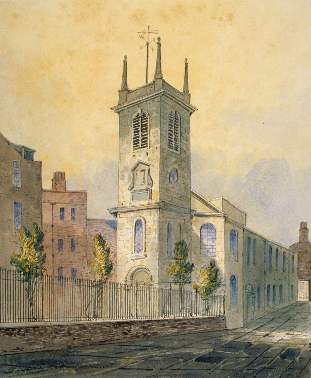 Widok południowo-zachodni na kościół św. Olafa Jewry, City of London, 1815 autorstwa William Pearson