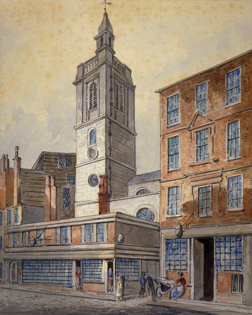Widok St Dionis Backchurch, City of London, 1815. autorstwa William Pearson