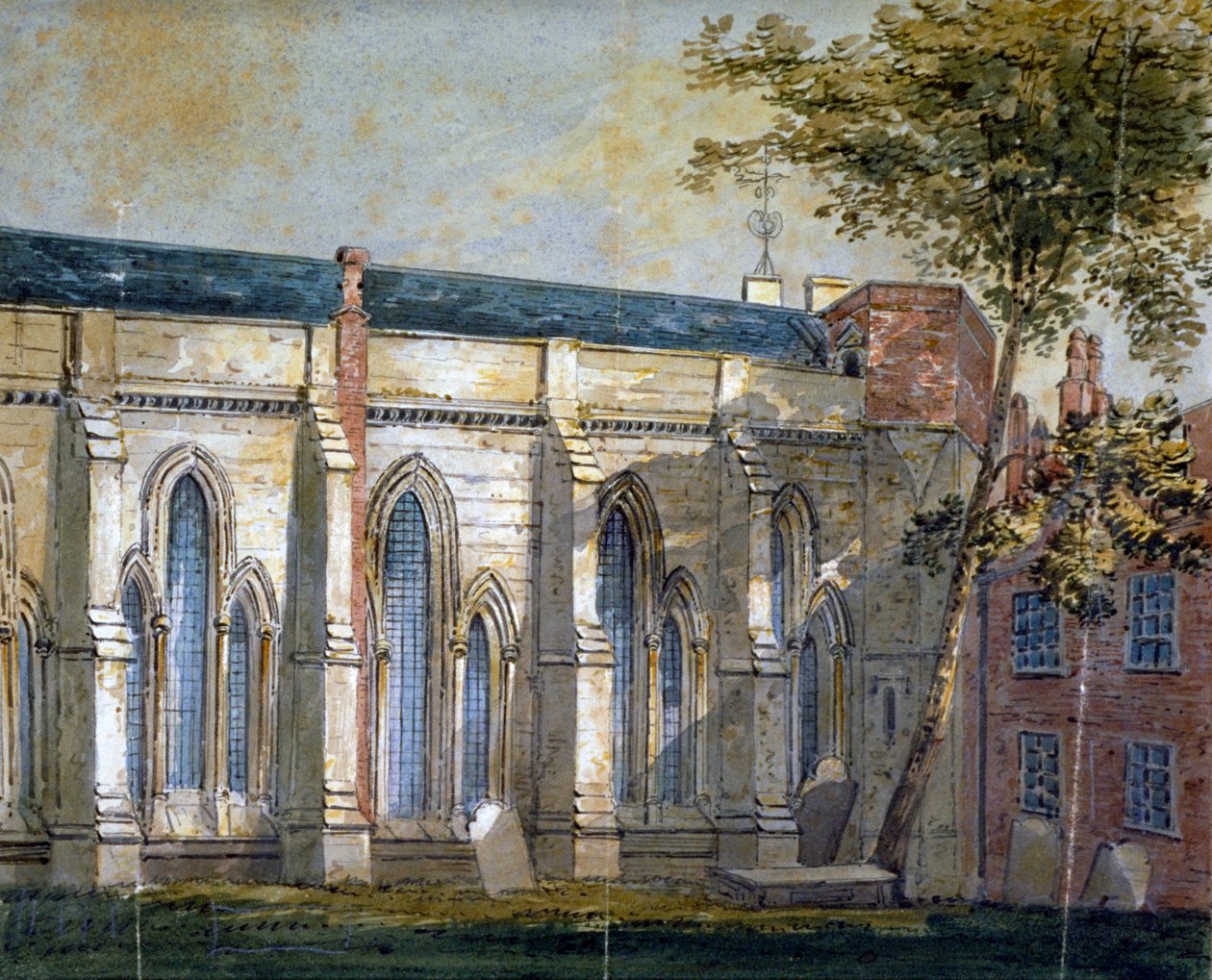 Widok kościoła Temple, Londyn, ok. 1810 r. autorstwa William Pearson