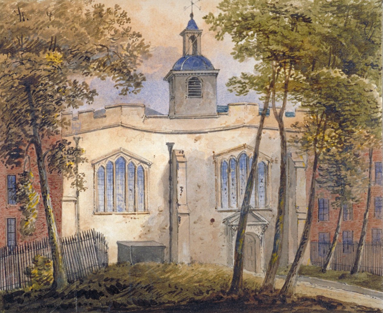 Widok zachodni na kościół św. Heleny, Bishopsgate, City of London, c1810 autorstwa William Pearson