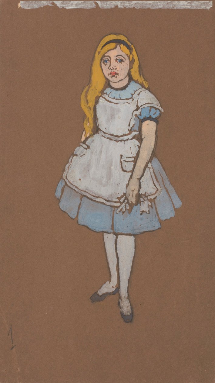 Alicja (projekt kostiumów do filmu Alicja w Krainie Czarów, 1915) autorstwa William Penhallow Henderson