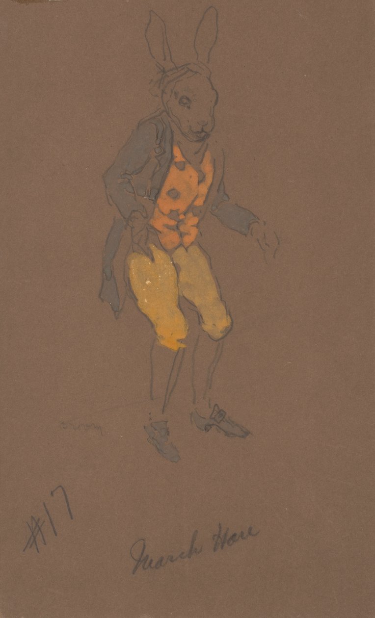 Projekt kostiumu March Hare z Alicji w Krainie Czarów, 1915. autorstwa William Penhallow Henderson
