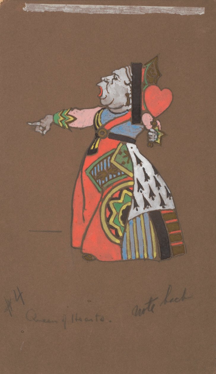 Królowa Kier (projekt kostiumów do Alicji w Krainie Czarów) autorstwa William Penhallow Henderson