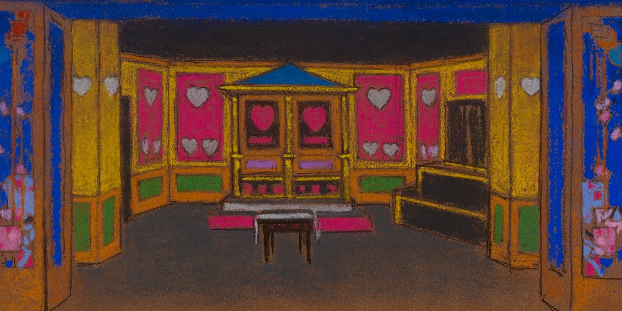 The Court of Hearts (scenografia do filmu Alicja w Krainie Czarów) autorstwa William Penhallow Henderson