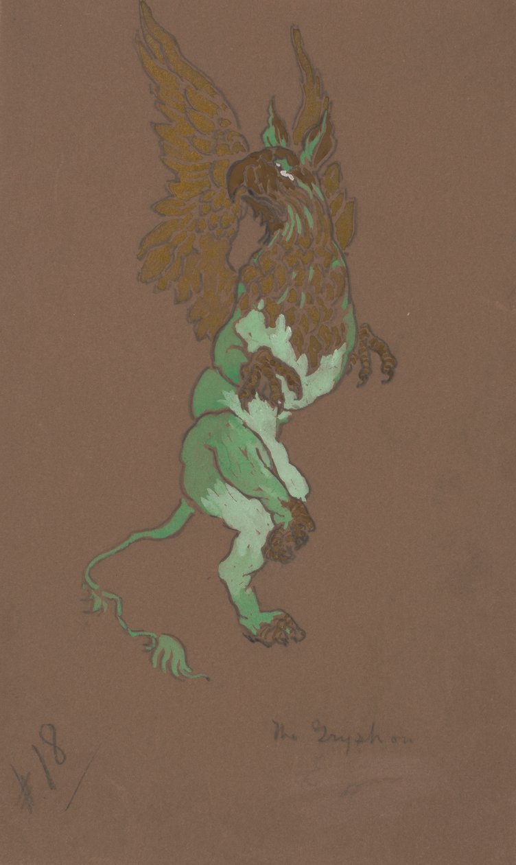 Projekt kostiumu Gryphon dla Alicji w Krainie Czarów, 1915. autorstwa William Penhallow Henderson