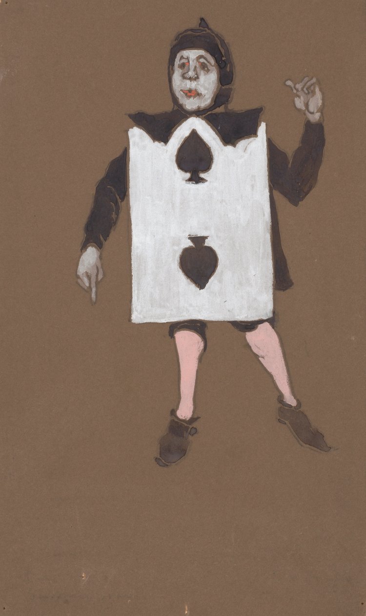 Projekt dwóch kostiumów Pik dla Alicji w Krainie Czarów, 1915. autorstwa William Penhallow Henderson