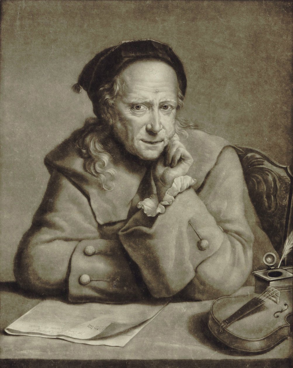 Portret skrzypka i kompozytora Carlo Tessarini 1690-1766, ok. 1760. autorstwa William Pether