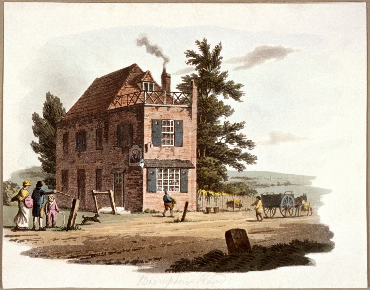 Brompton Road, Kensington, Londyn, c1810 autorstwa William Pickett