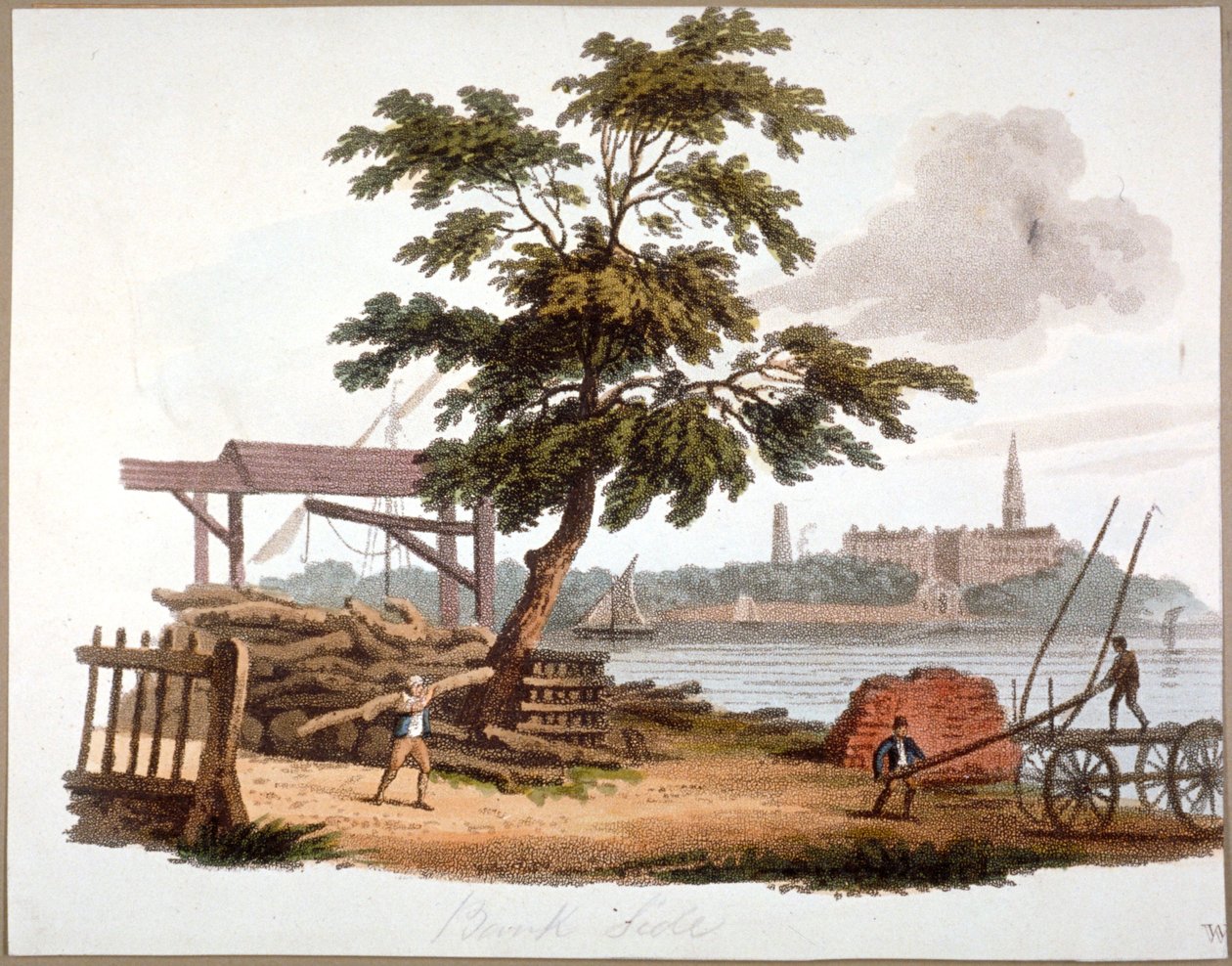 Ale przenoszenie drewna w Bankside, Southwark, Londyn, c1810 autorstwa William Pickett