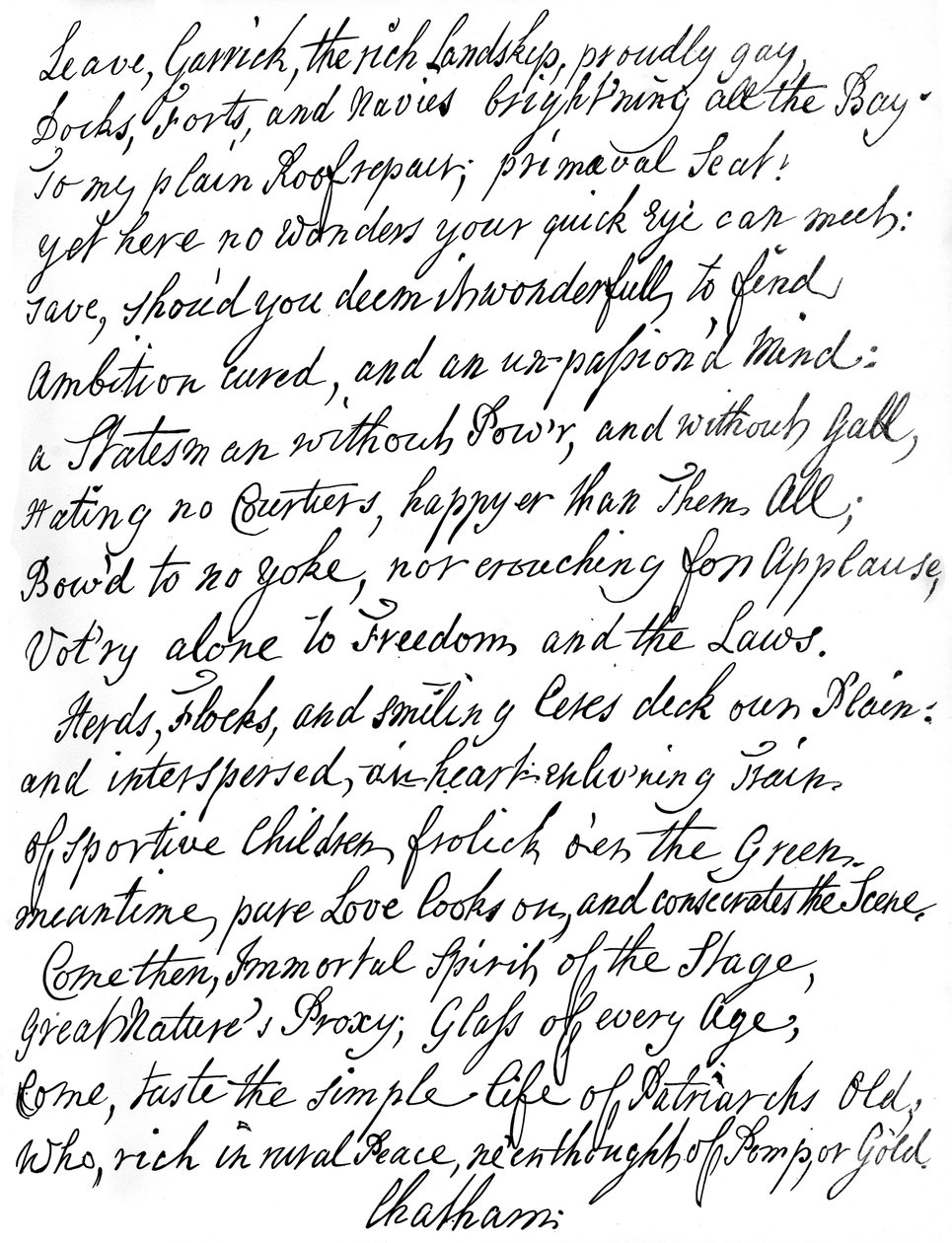 Wiersz Lorda Chathama do Davida Garricka, XVIII w., 1840 r autorstwa William Pitt