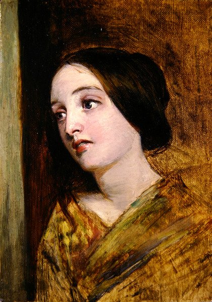 Głowa i ramiona dziewczyny (olej na płótnie) autorstwa William Powell Frith