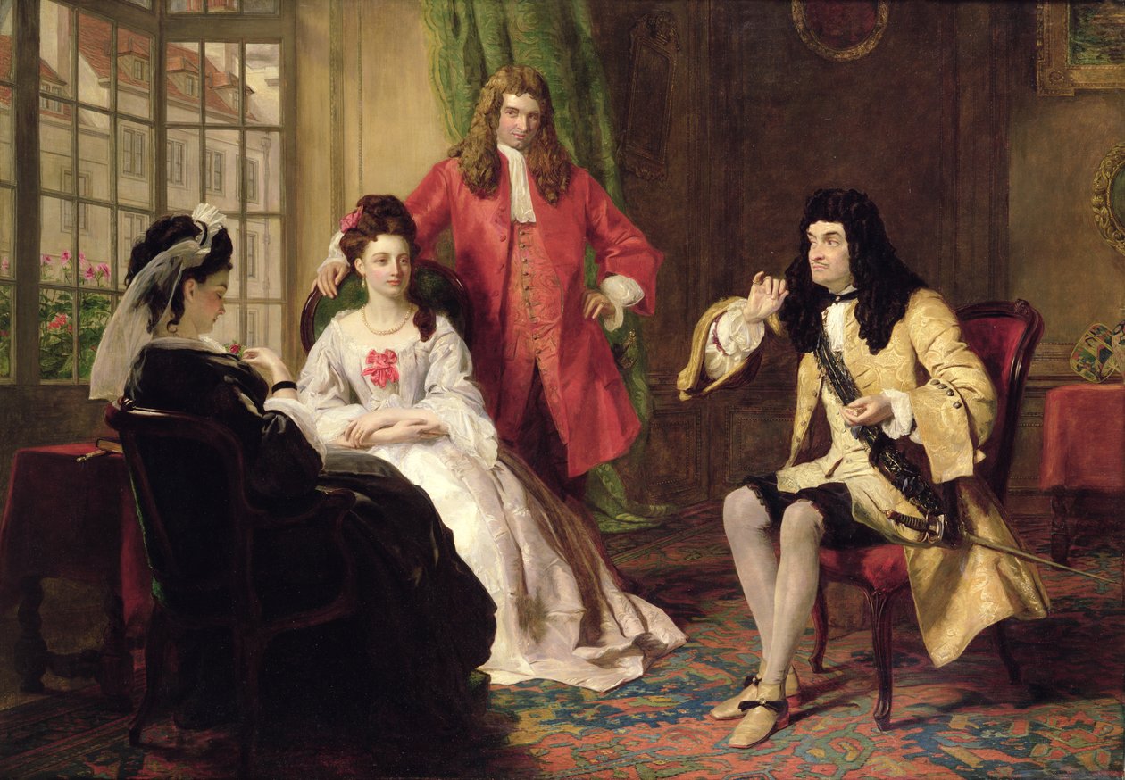 Lord Foppington opowiadający o swoich przygodach autorstwa William Powell Frith