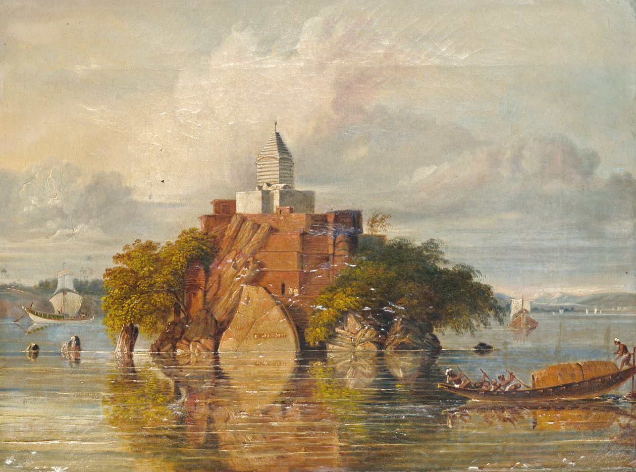 Skała Fakeera w Janguira, niedaleko Sultanganj nad Gangesem autorstwa William Prinsep