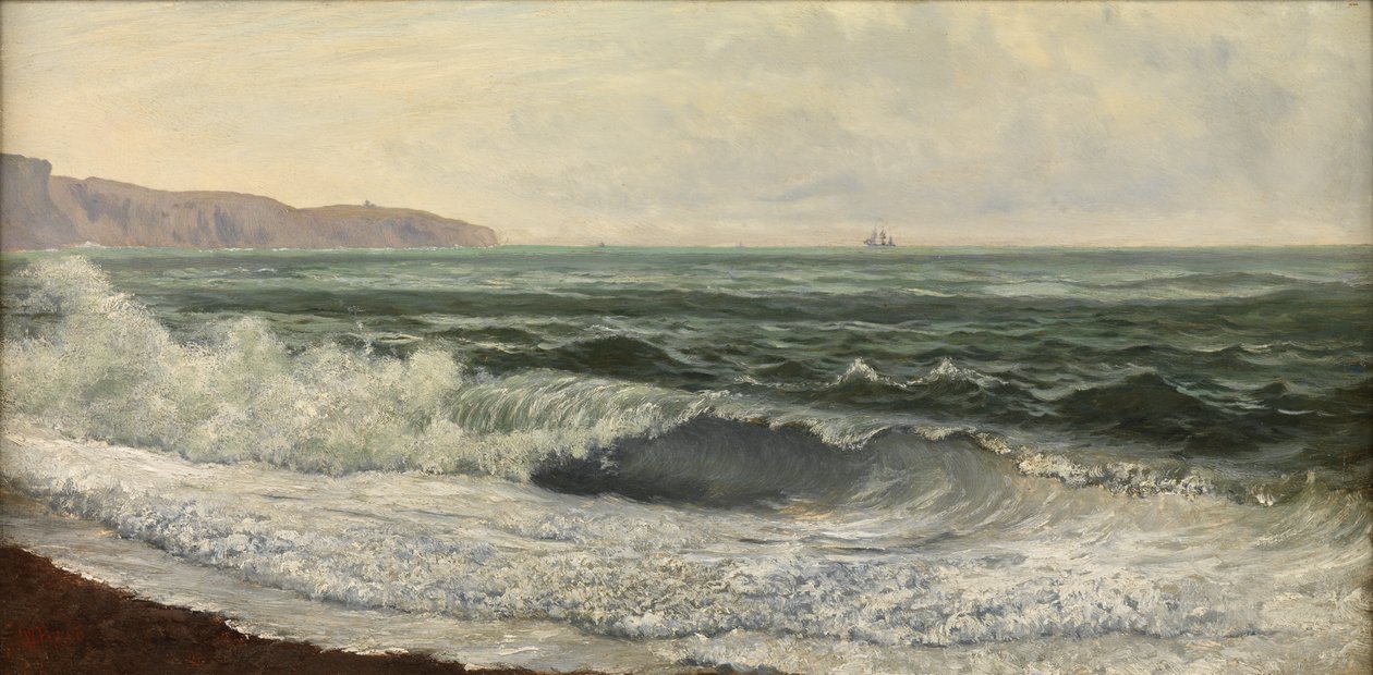 Trudna pogoda, West Bay, Dorset (olej na panelu) autorstwa William Pye