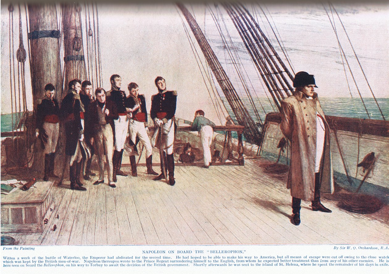 Napoleon na pokładzie Bellerophona, ilustracja z "Hutchinson