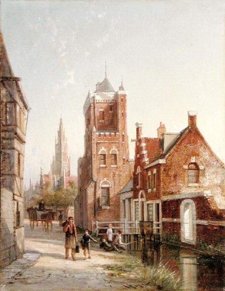 Ammsfoord, Holandia (olej na płótnie) autorstwa William R. Dommersen