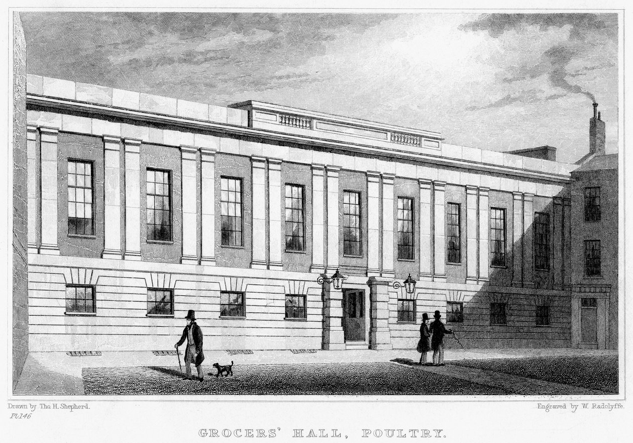 Grocers Hall, Poultry, City of London, XIX wiek. autorstwa William Radclyffe