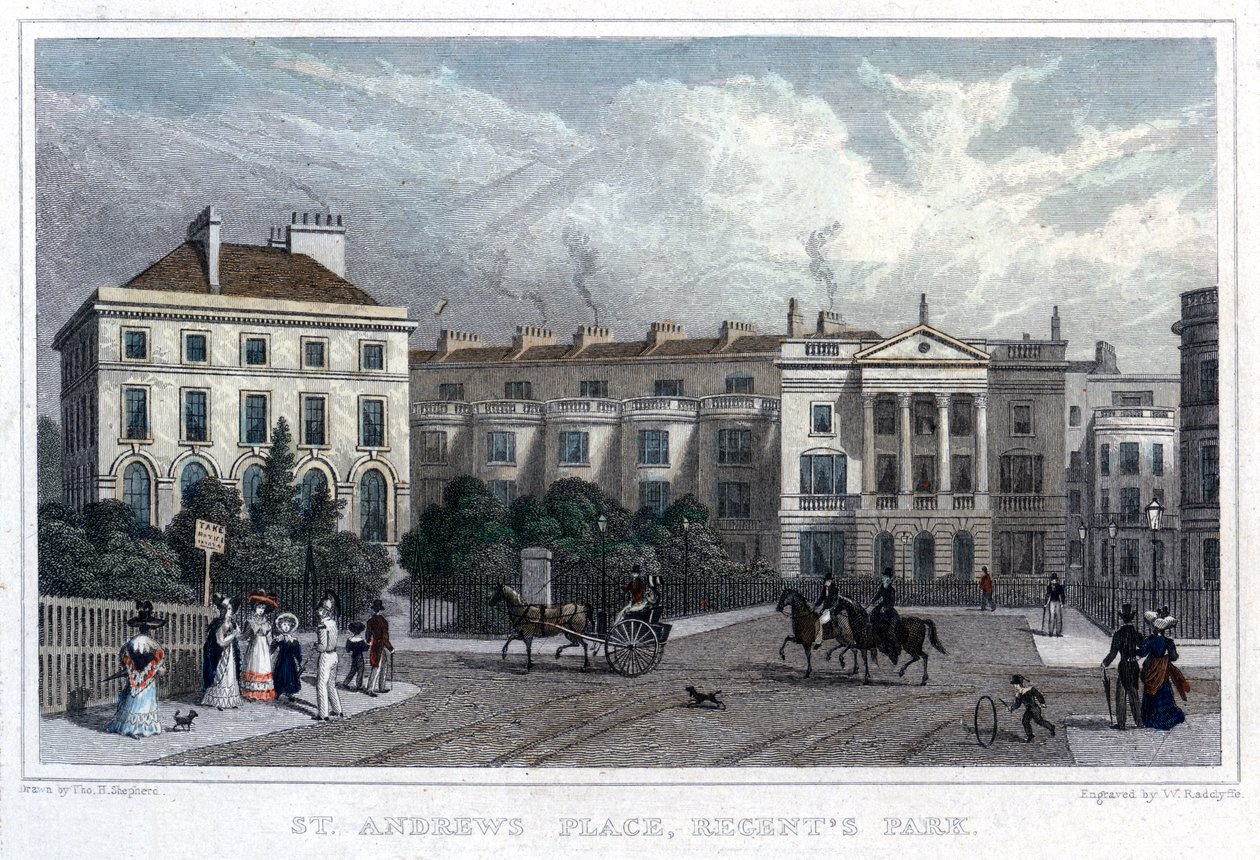 St Andrews Place, Regents Park, Londyn, 1828. autorstwa William Radclyffe