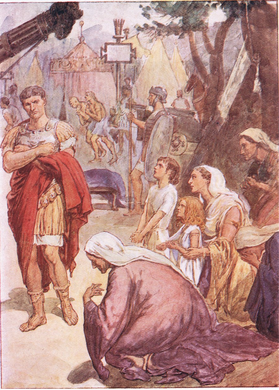 Coriolanus i matrony Rzymu, z Plutarch Lives opublikowanych przez T C & E C Jack Ltd autorstwa William Rainey