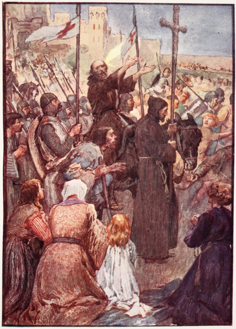 „Często miał być widziany na ośle”, płyta z „Historia Francji”, Mary MacGregor, 1920 (kolorowa lito) autorstwa William Rainey