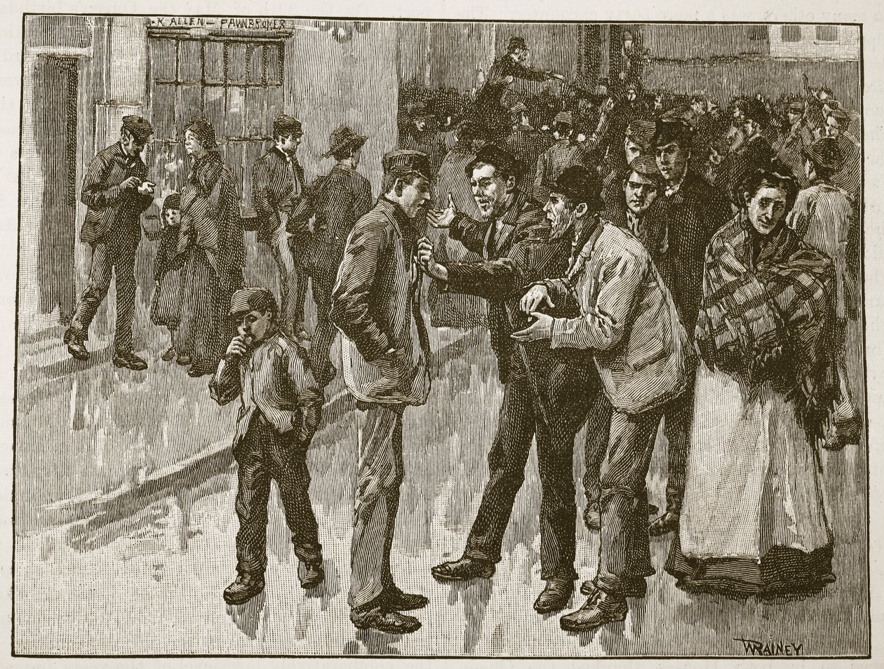Strajk w Preston, ilustracja z „Ilustrowanej historii Anglii Cassella” (zdjęcie w sepii) autorstwa William Rainey