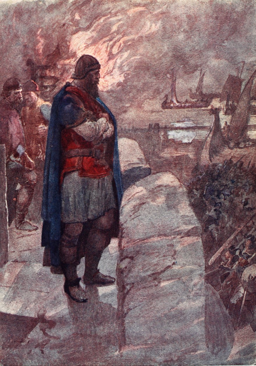 „Statki nie będą załadowane towarami, ale obsadzone okrutnymi wrogami”, ilustracja z „Historii Francji opowiedzianej chłopcom i dziewczętom” Mary Macgregor, 1920 autorstwa William Rainey