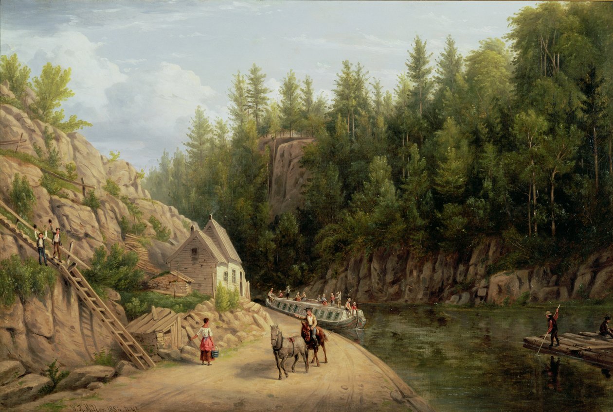 Kanał Erie w Little Falls, Nowy Jork, 1884 autorstwa William Rickarby Miller