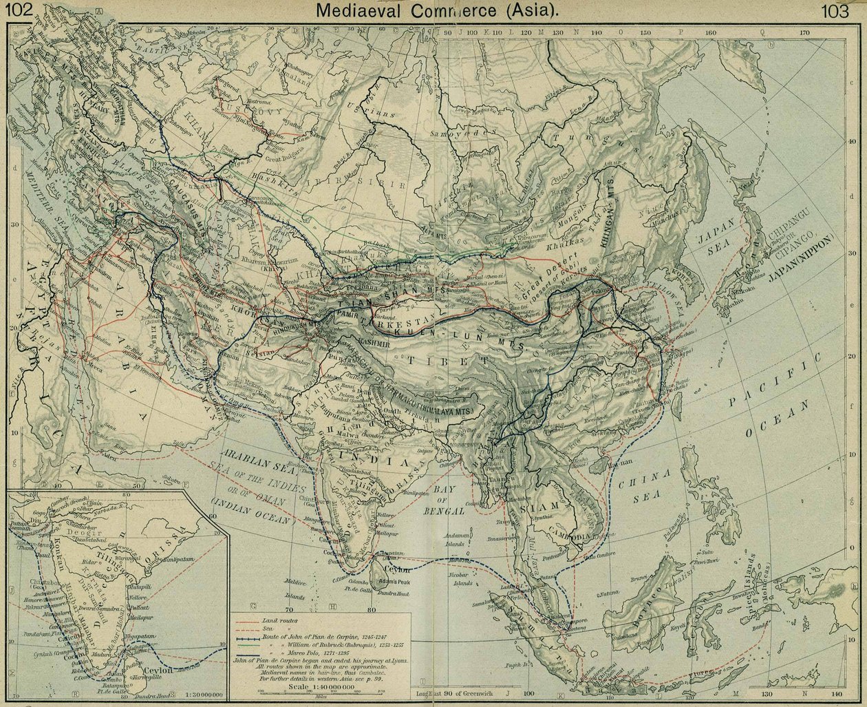 Średniowieczna Azja Handlowa. Z Atlasu Historycznego autorstwa William Robert Shepherd