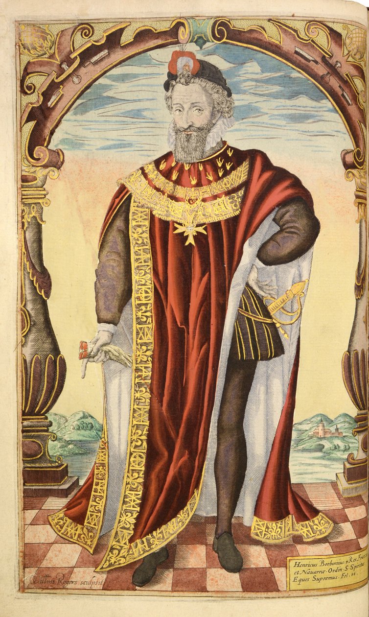 Henryk IV z Francji, z nHonor Military i Civill, William Segar, wyd. Robert Barker, Londyn, 1602 (ręcznie barwiony grawerunek) autorstwa William Rogers