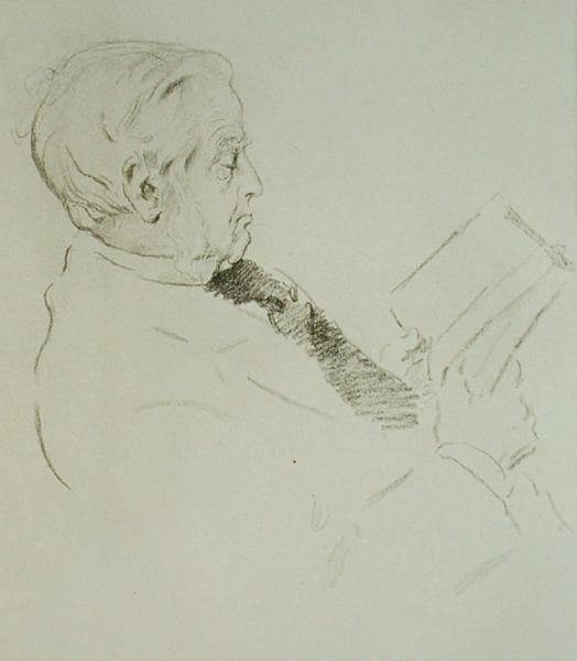 Portret Maxa Mullera (1823-1900) (lito) autorstwa William Rothenstein