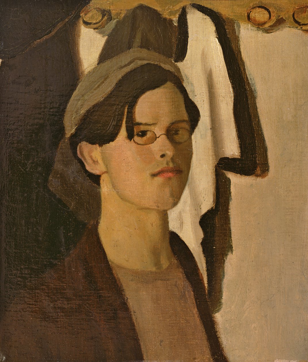 Autoportret (fragment z większego obrazu) (olej na płótnie) autorstwa William Rothenstein