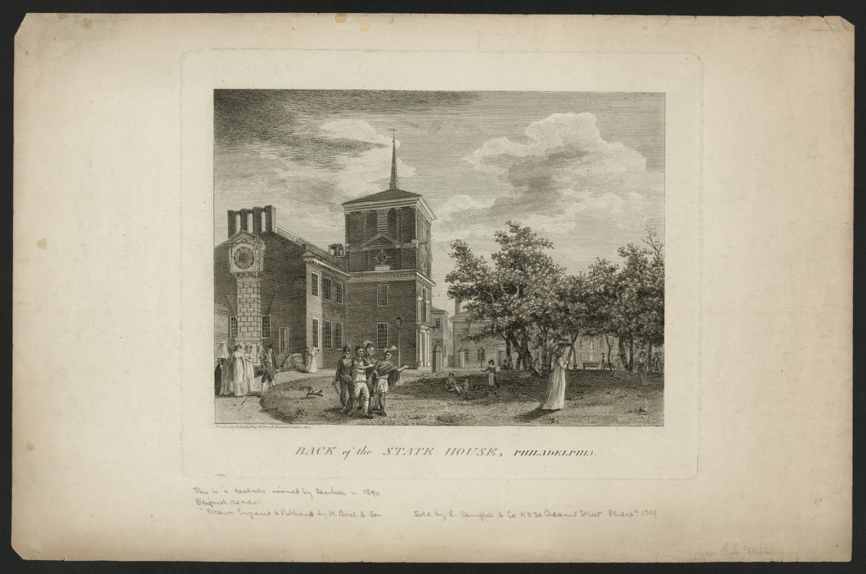 Tył Domu Stanowego, Filadelfia autorstwa William Russell Birch