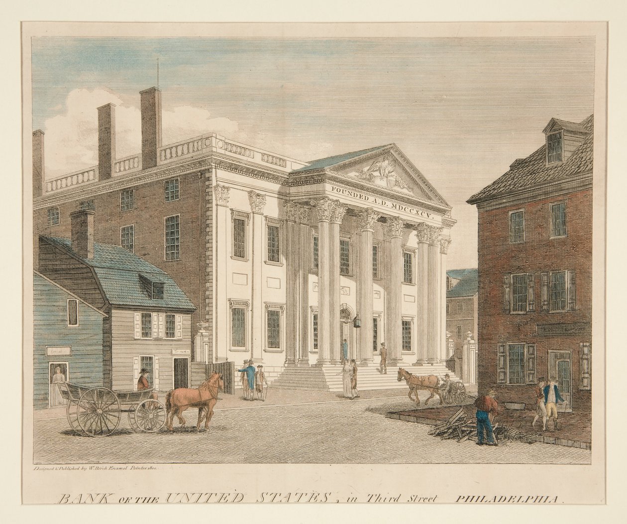 Bank of the United States, przy Trzeciej Ulicy Filadelfii autorstwa William Russell Birch