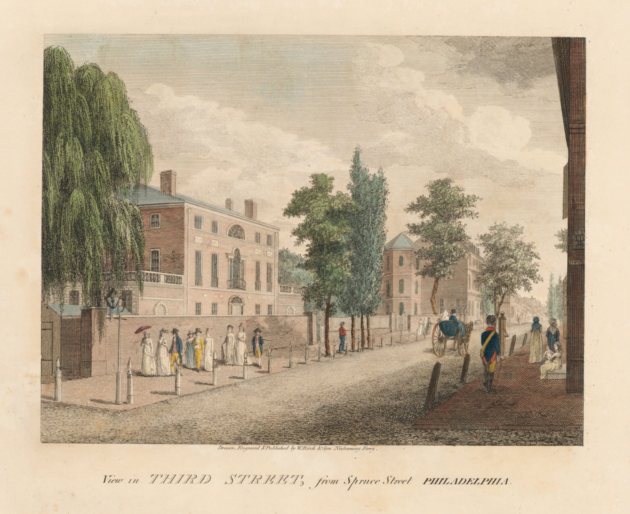 Widok na Third Street od Spruce Street autorstwa William Russell Birch