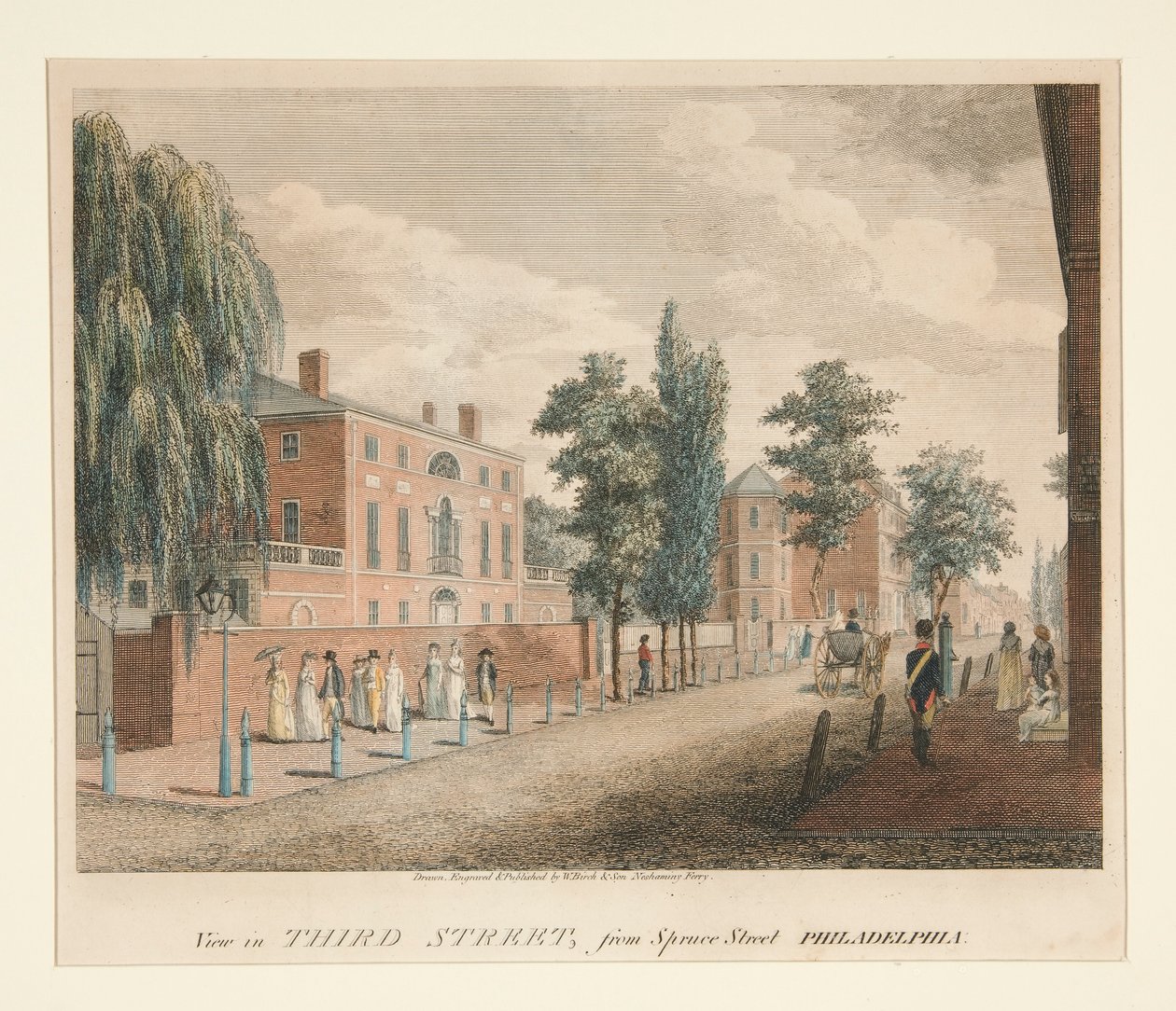 Widok na Trzecią Ulicę od Spruce Street w Filadelfii autorstwa William Russell Birch