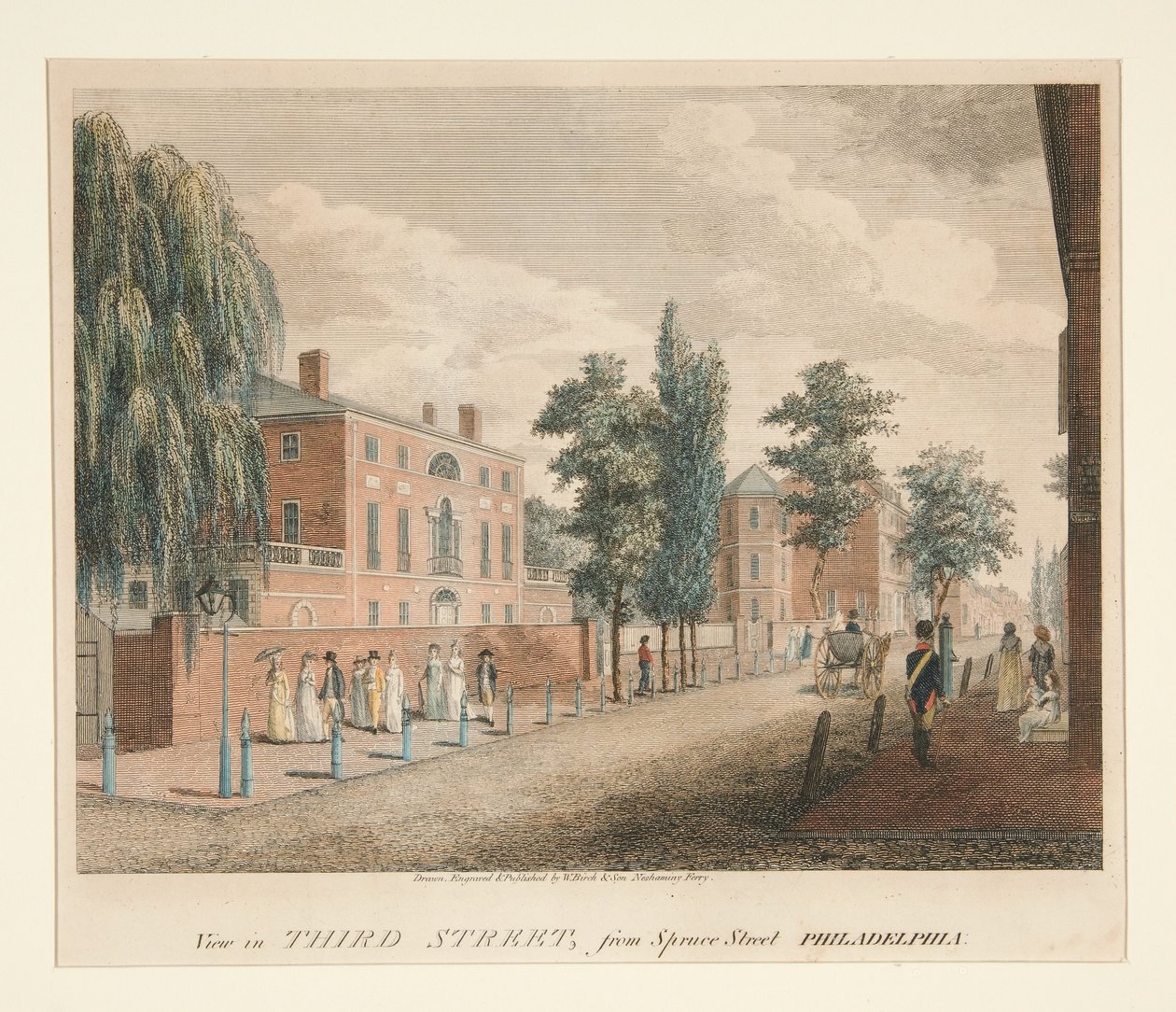 Widok na Third Street od Spruce Street, Filadelfia autorstwa William Russell Birch