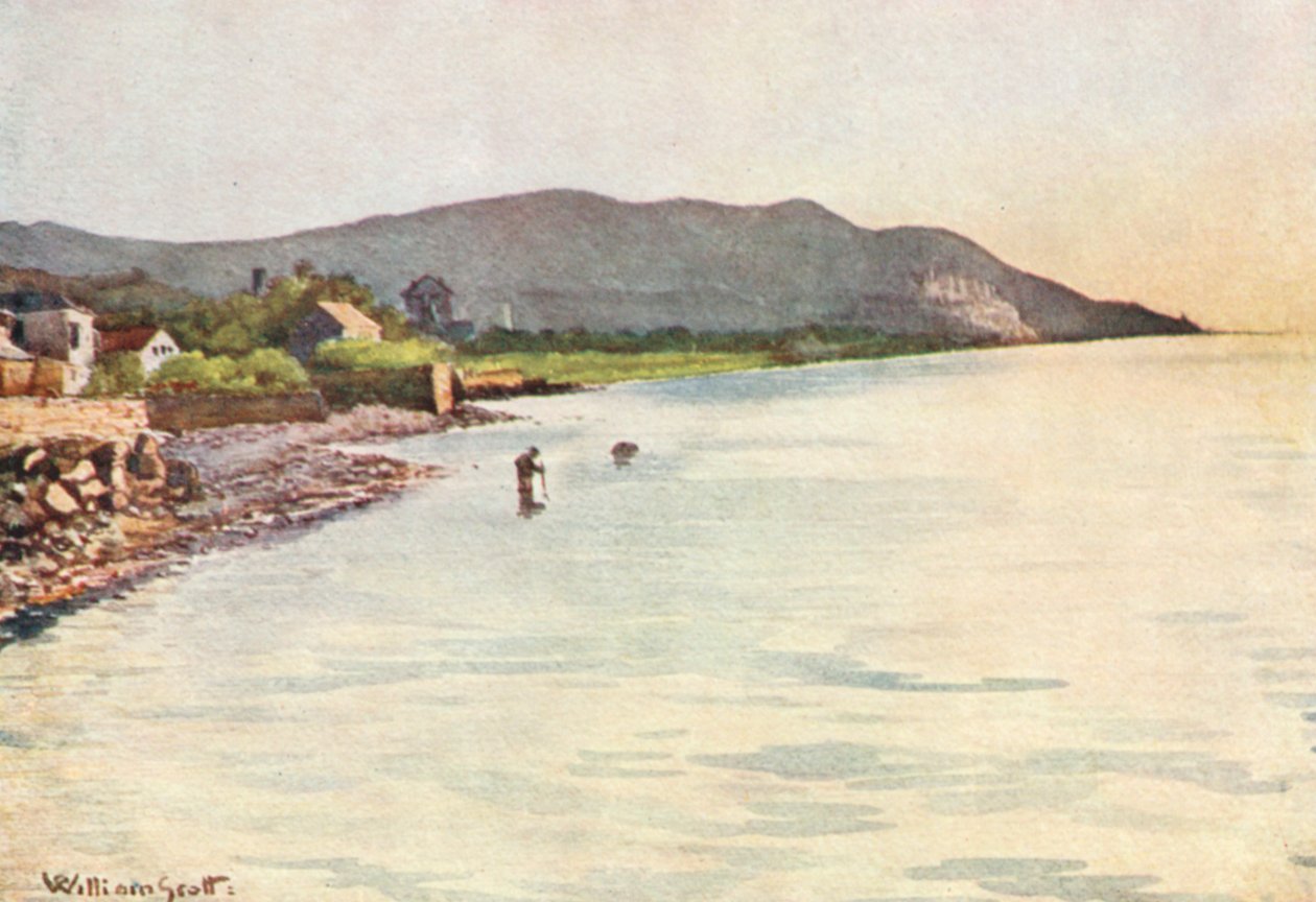 Na brzegu, Diano Marina, Cervo w oddali (kolorowa litografia) autorstwa William Scott
