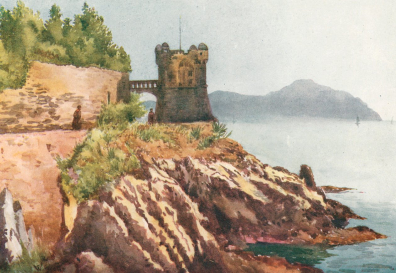 Promenada, Nervi (kolorowa litografia) autorstwa William Scott