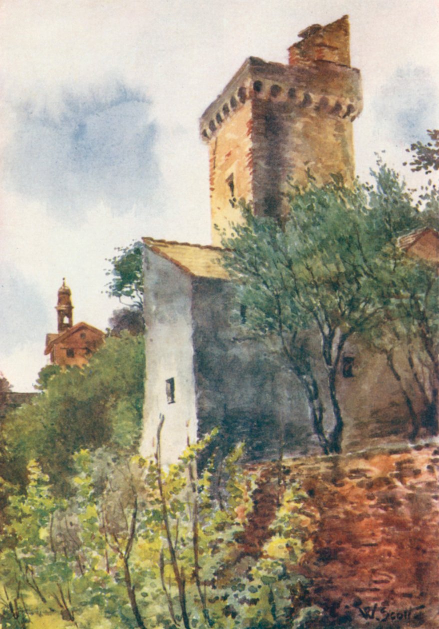 Wieża w Bergeggi (kolorowa litografia) autorstwa William Scott