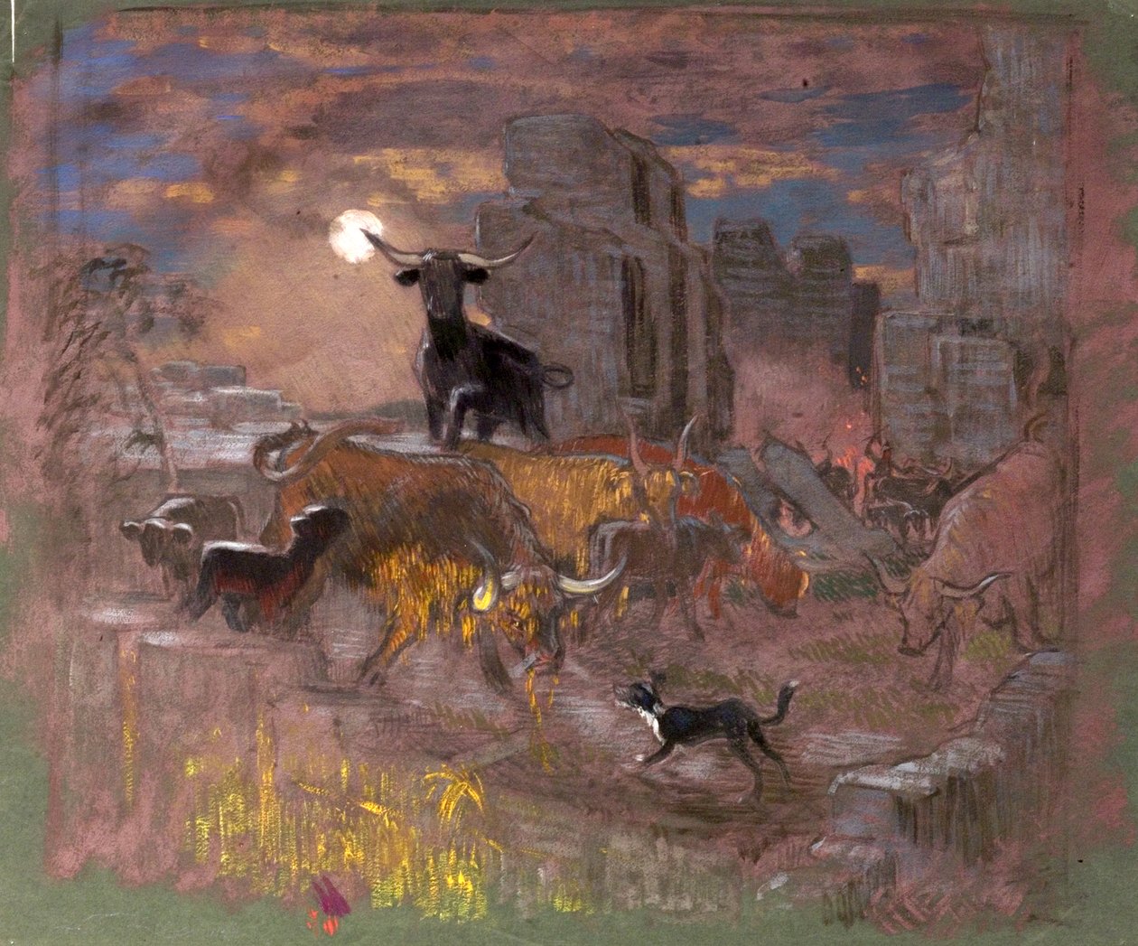 Studium do obrazu Highland Raiders. ok. 1918 (olej na papierze) autorstwa William Shackleton