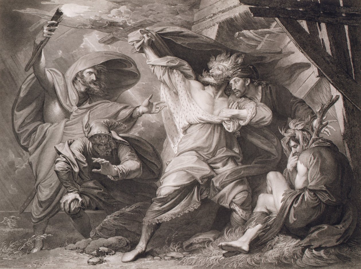 Wyłączcie, wyłączcie, pożyczacie – chodźcie odpiąć tu Szekspir, Król Lear, Akt 3, Scena 4, 1793. autorstwa William Sharp
