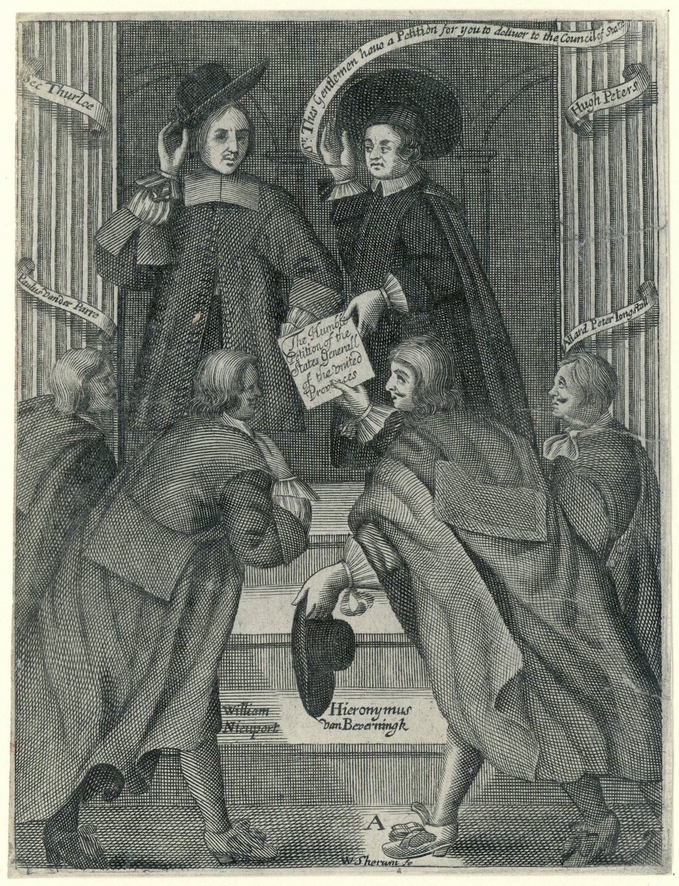 Przedstawienie petycji do angielskiego sekretarza stanu, ok. 1654 autorstwa William Sherwin