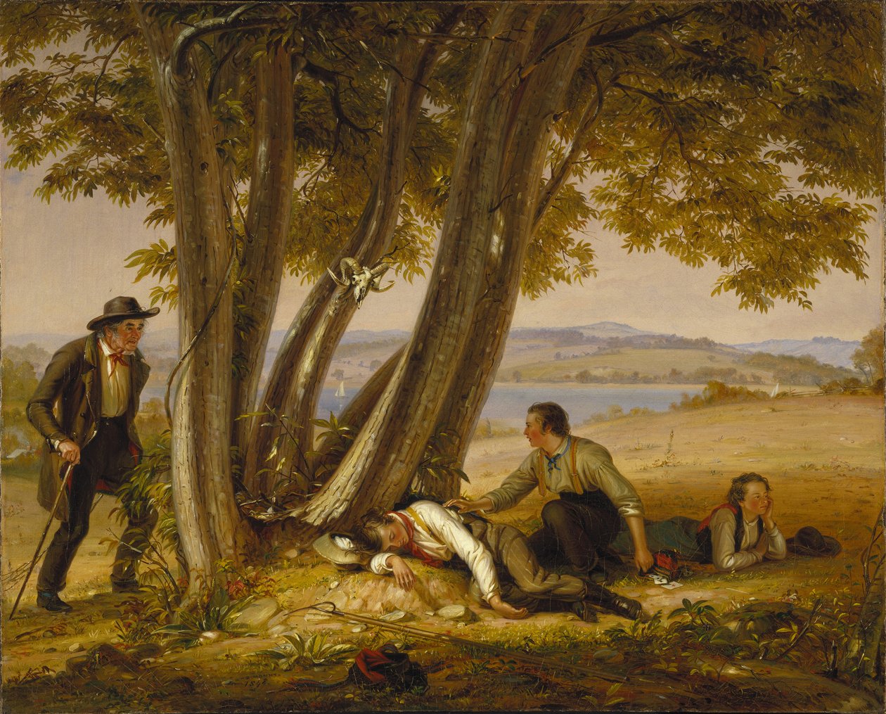 Granie na wagarach lub chłopcy przyłapani na drzemce na polu autorstwa William Sidney Mount