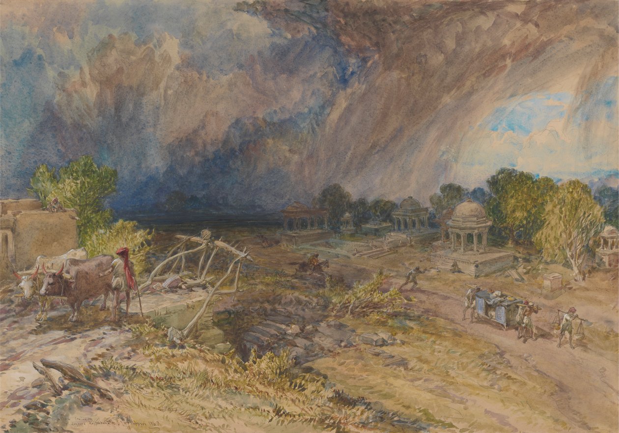 Nadchodzi burza piaskowa, niedaleko Jeypore, Rajpootana autorstwa William Simpson