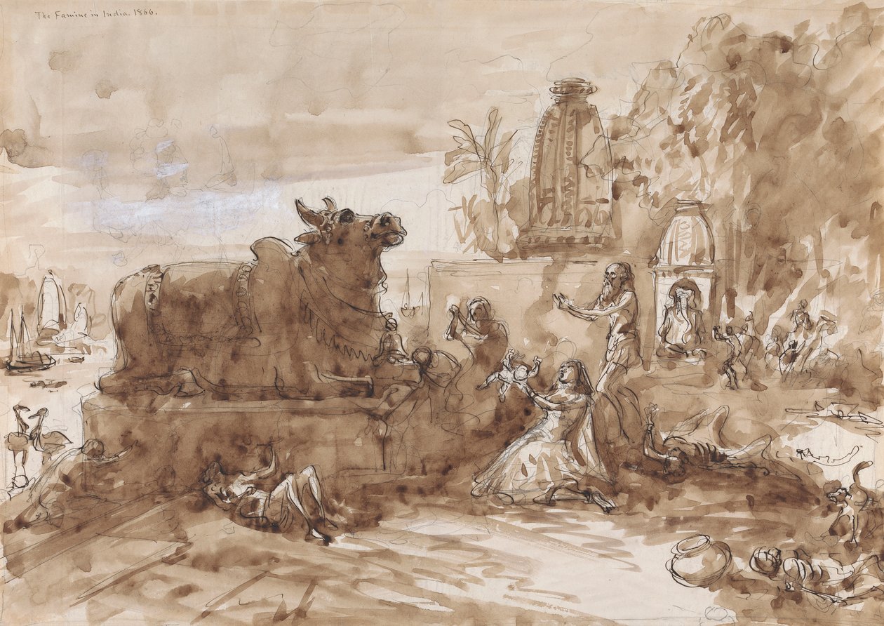 Głód w Indiach autorstwa William Simpson