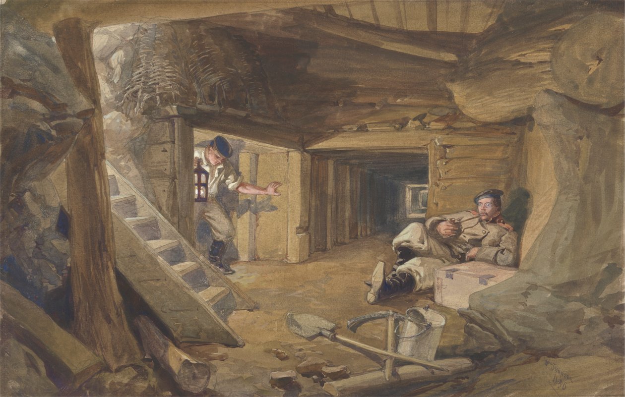 Kopalnia w Bastion du Mat w Sewastopolu na Krymie autorstwa William Simpson