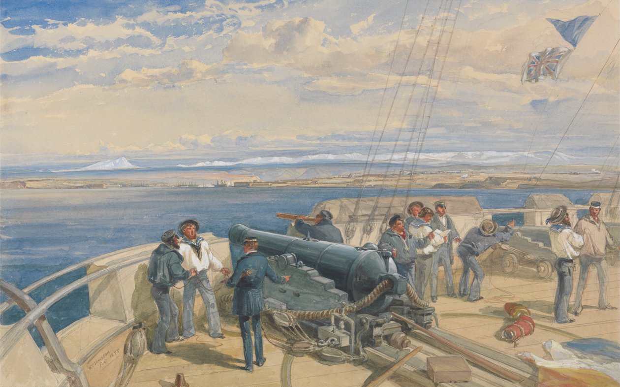 Sewastopol, naszkicowany z pokładu HMS Sidon, luty 1855 autorstwa William Simpson
