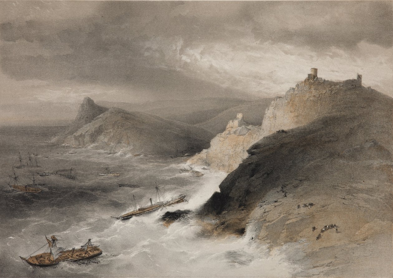 Burza w zatoce Balaklava 14 listopada 1854, 1855 autorstwa William Crimea Simpson