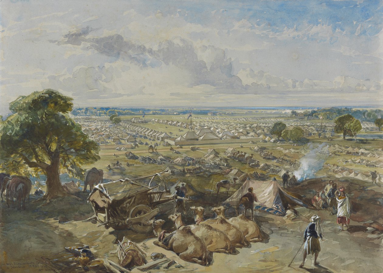 Obóz gubernatora generalnego i naczelnego dowódcy w Jalandhar, 1 lutego 1860 r autorstwa William Simpson