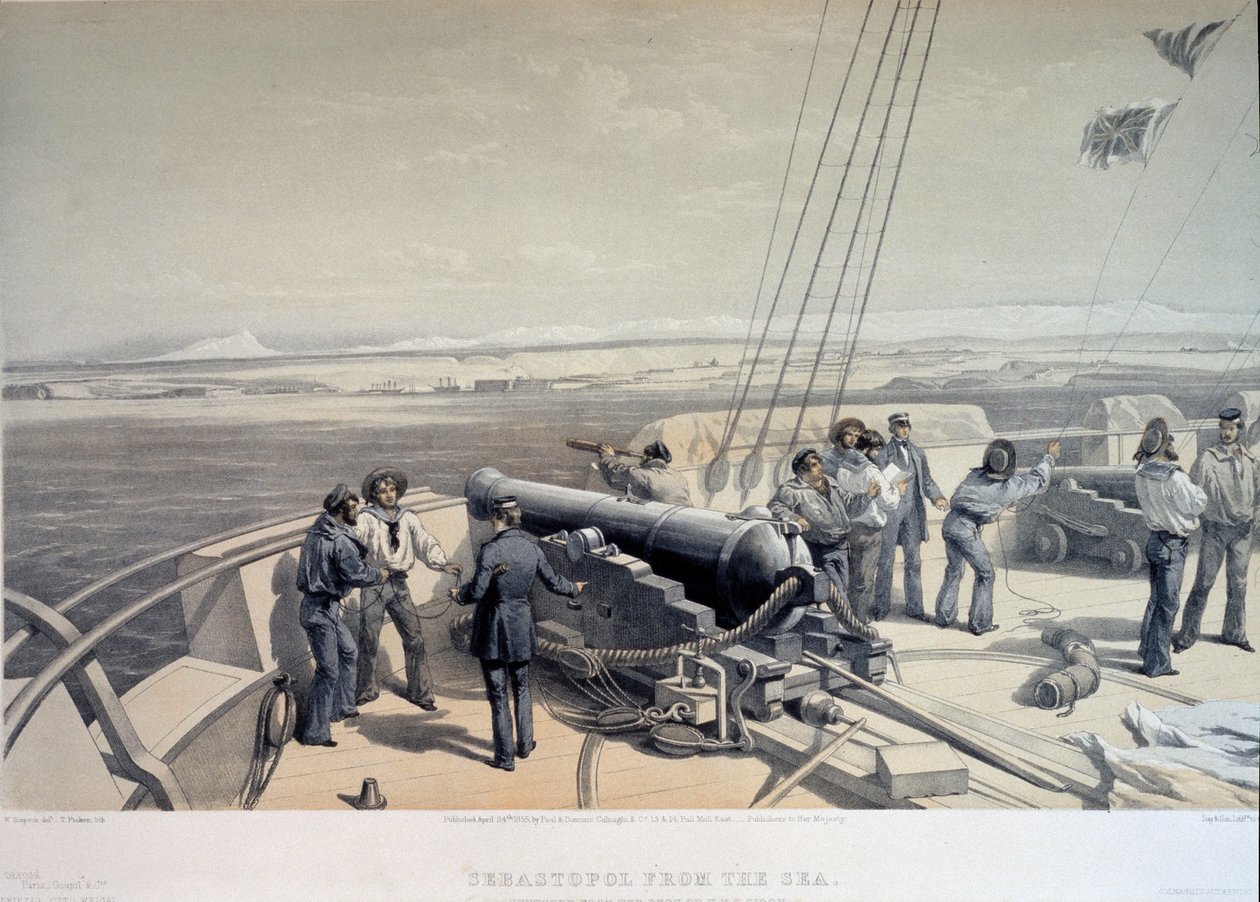 Widok Sewastopola od strony morza, 1855 autorstwa William Crimea Simpson